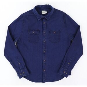 Flint & Tinder Indigo Work Shirt Mens Size Medium Long Sleeve Textured Heritage
